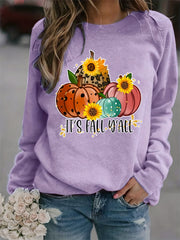 Fall Y'all Print Loose Sweatshirt Casual Long Sleeve