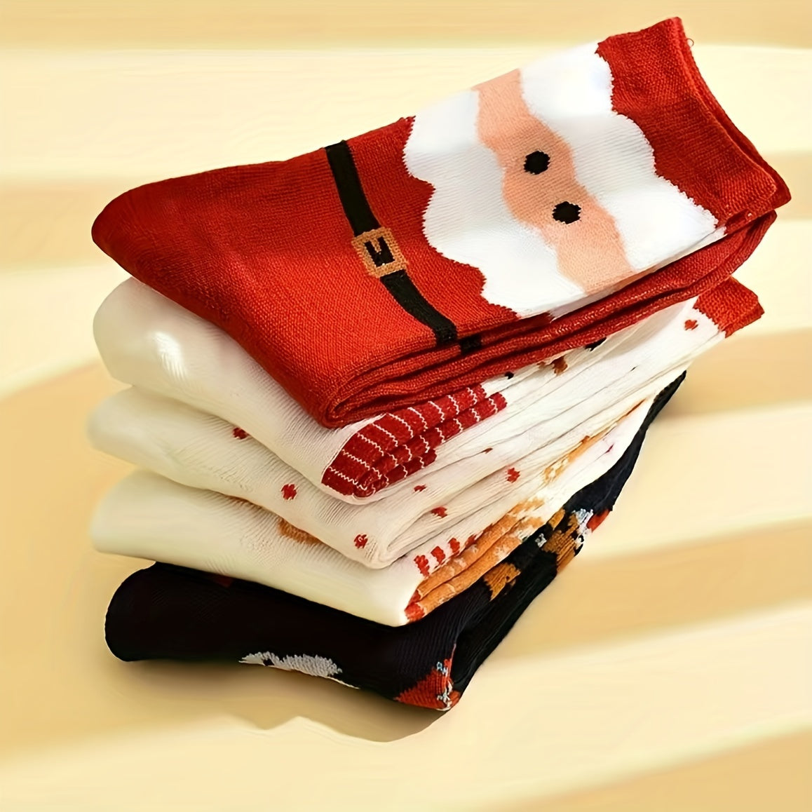5 Pairs Christmas Cartoon Crew Socks Warm Winter Gift
