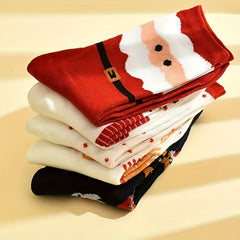 5 Pairs Christmas Cartoon Crew Socks Warm Winter Gift