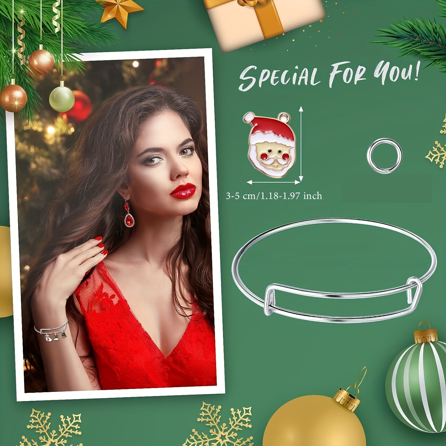 Christmas DIY Charms Bracelet Kit with Bangle Bracelets & Charms