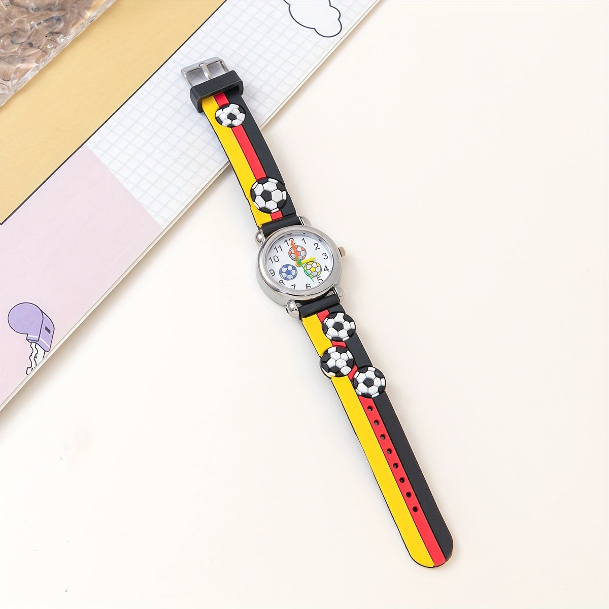 Boys Cartoon Soccer Silicone Sports Watch