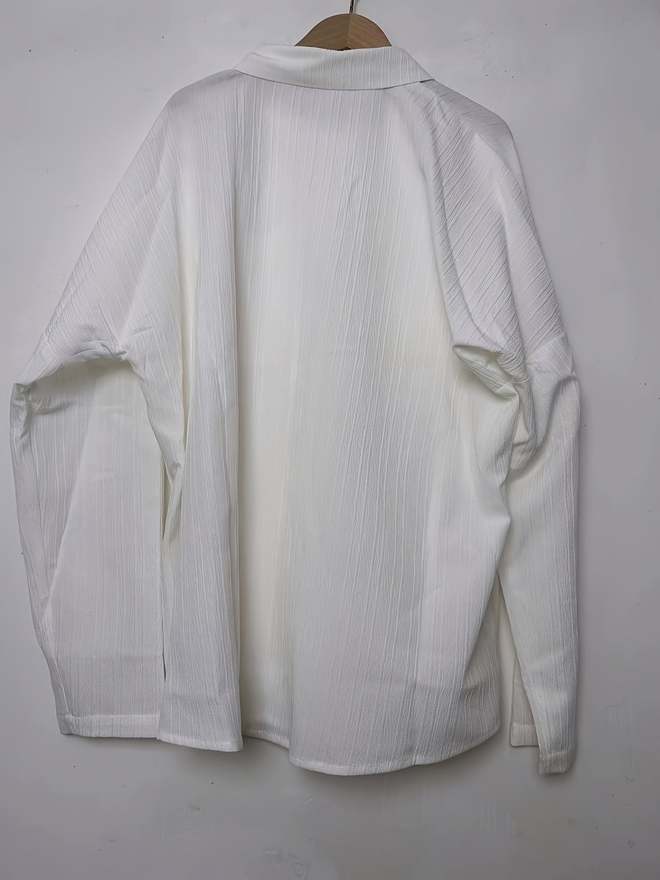 Casual Blouse Women's Plus Solid Button Up Long Sleeve