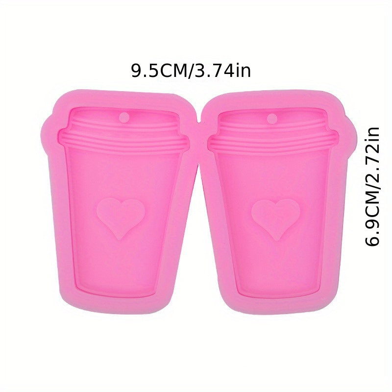 Heart Cutout Resin Milk Tea Cups Keychain Mold