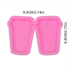 Heart Cutout Resin Milk Tea Cups Keychain Mold
