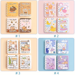 4pcs Cartoon Coil Notebook 80 Sheets Each Portable Notepad Horizontal Line