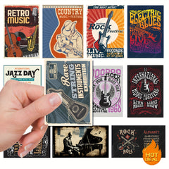 50 Vintage Music Poster Stickers Retro Designs for Gadgets & Gear