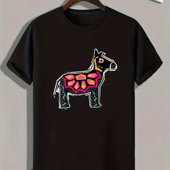 Modern Horse Print Men's Graphic Tee for Summer
