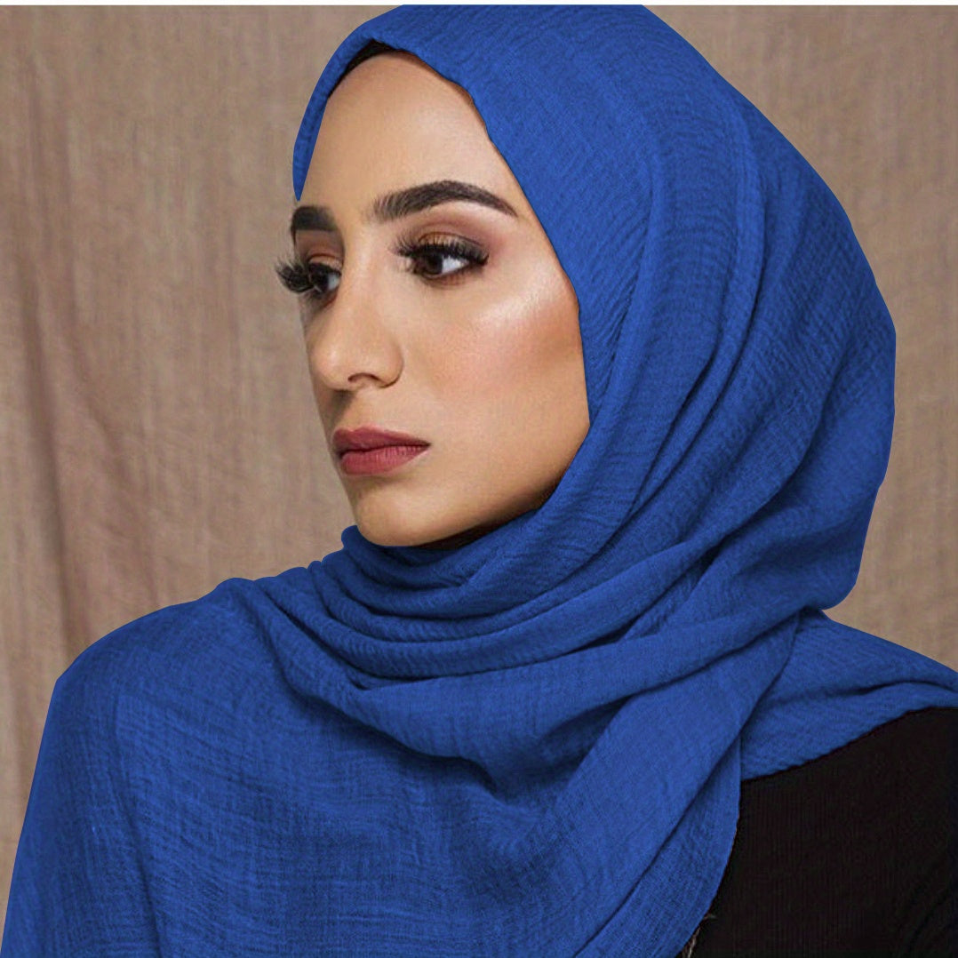 Soft Wrinkle Muslim Headband Sunproof Shawl Scarf for Women