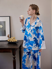 Horse Print Pajama Set Long Sleeve Top & Pants Women's Sleepwear