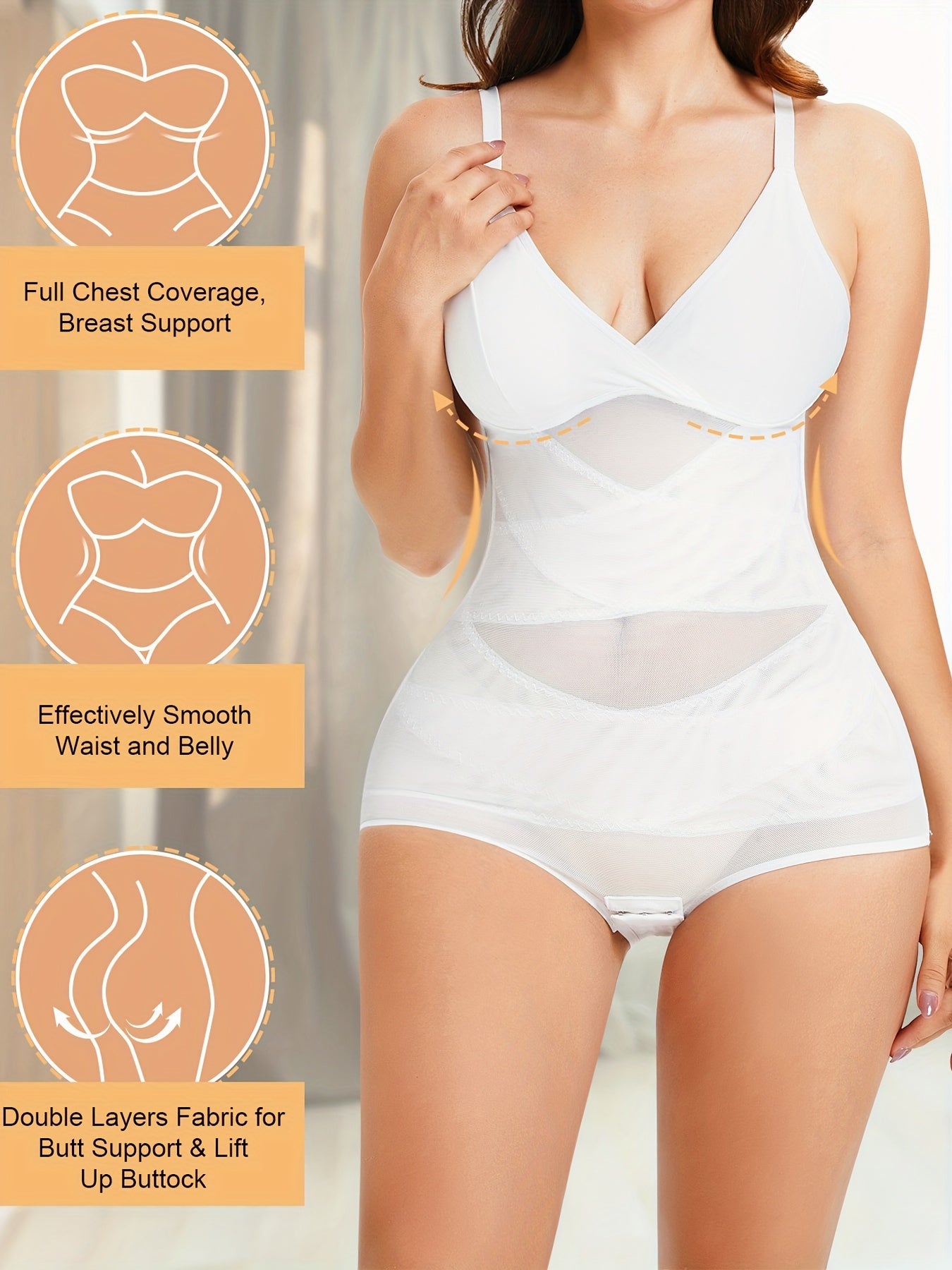 Mesh Stitching Shaping Bodysuit Tummy Control Slip Body Shaper Women's Underwear