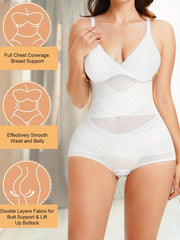 Mesh Stitching Shaping Bodysuit Tummy Control Slip Body Shaper Women's Underwear