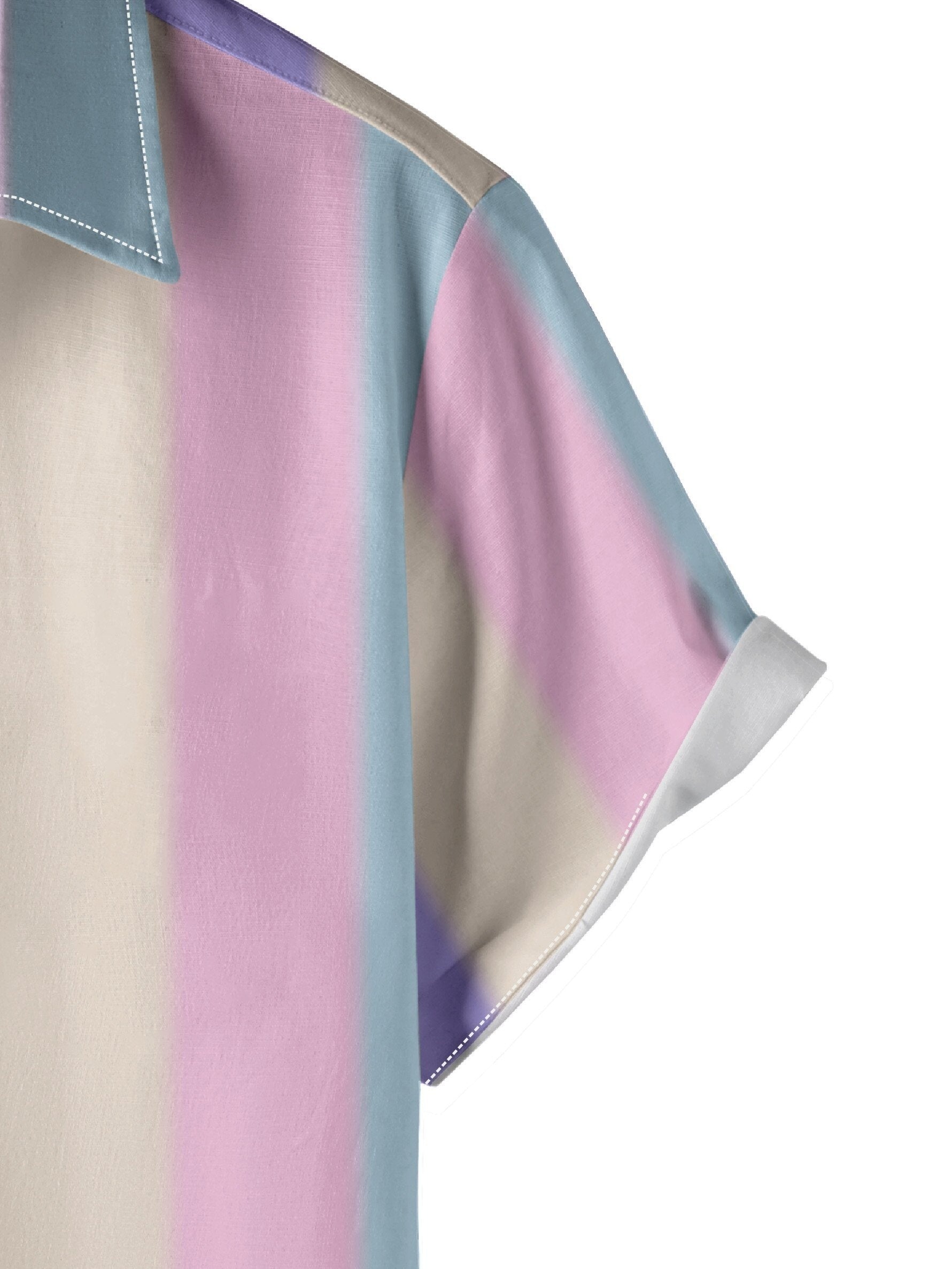 Pastel Stripes Print Men's Button Up Shirt For Summer Beach