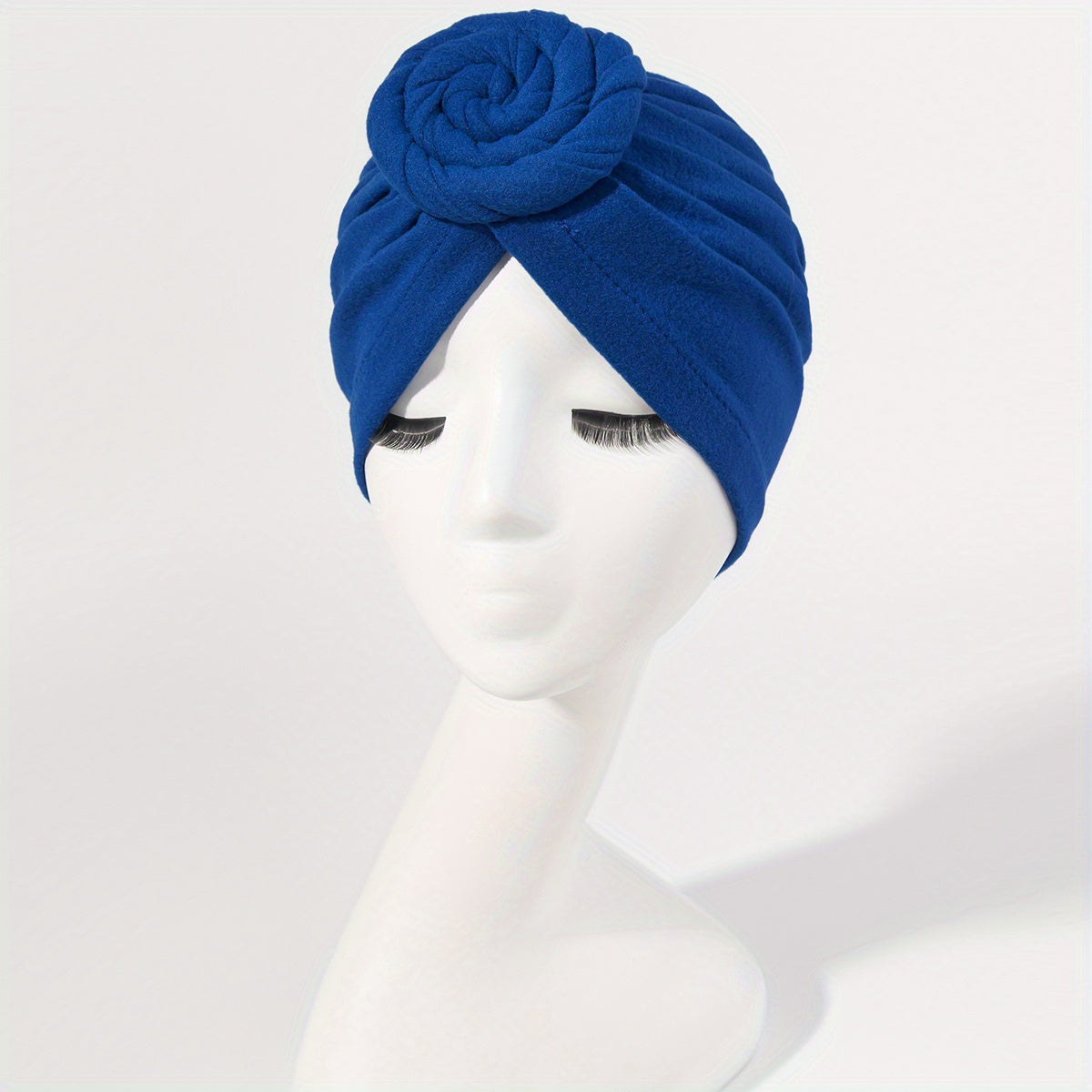 Braided Twist Pleated Turban Cap Solid Head Wrap Elastic Head Scarf