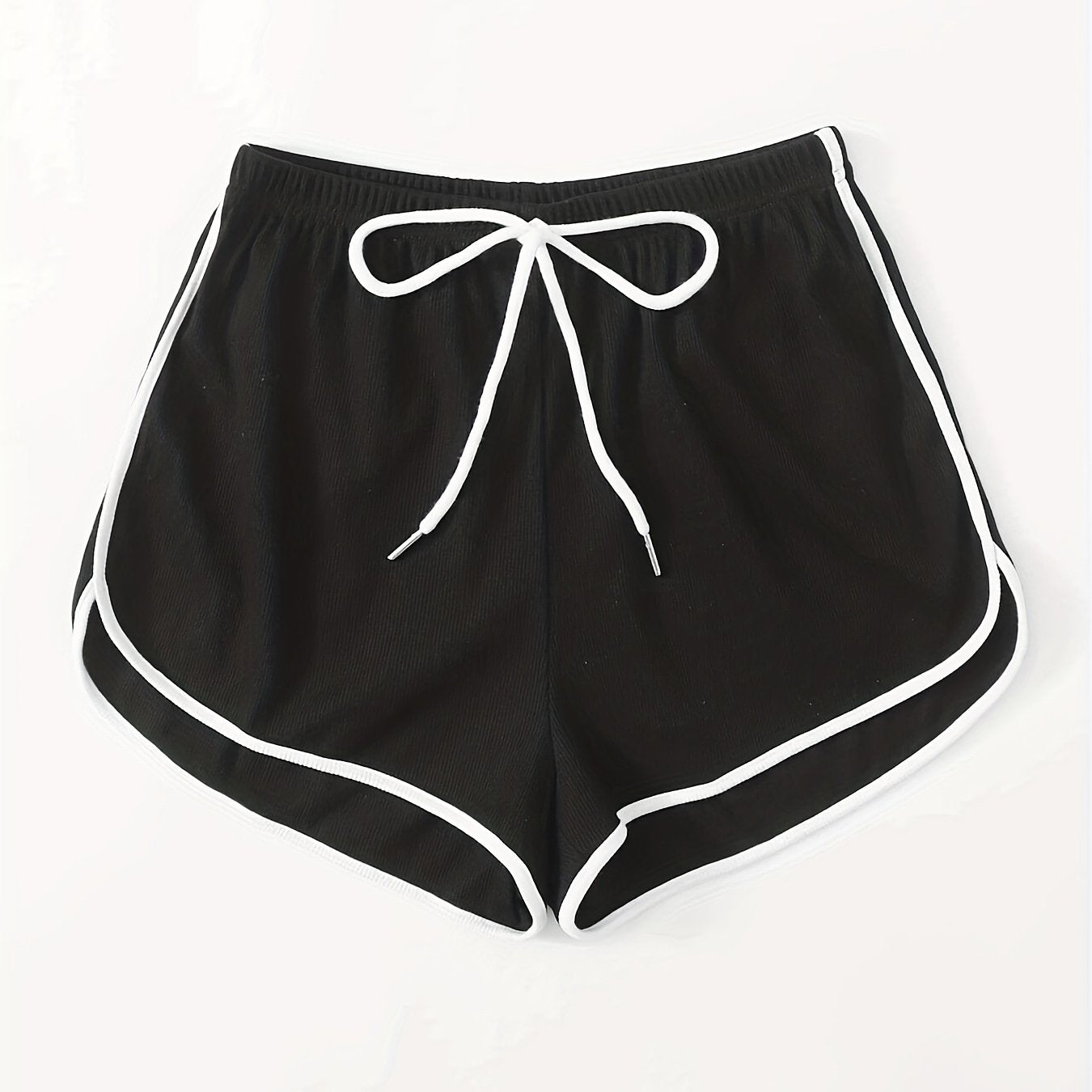 Contrast Trim Drawstring Shorts Women's Clothing