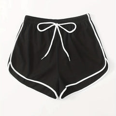 Contrast Trim Drawstring Shorts Women's Clothing
