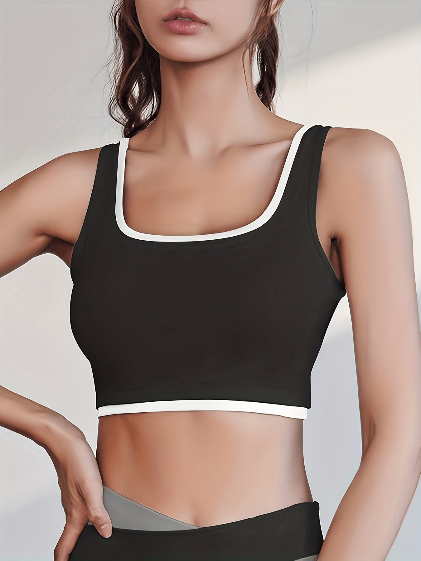 Colorblock Wireless Sports Bra Comfy & Breathable Workout Tank Bra