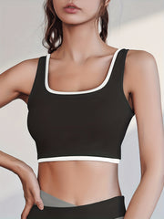 Colorblock Wireless Sports Bra Comfy & Breathable Workout Tank Bra