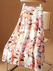 Floral Print Pleated Long Summer Skirt Women's Clothing