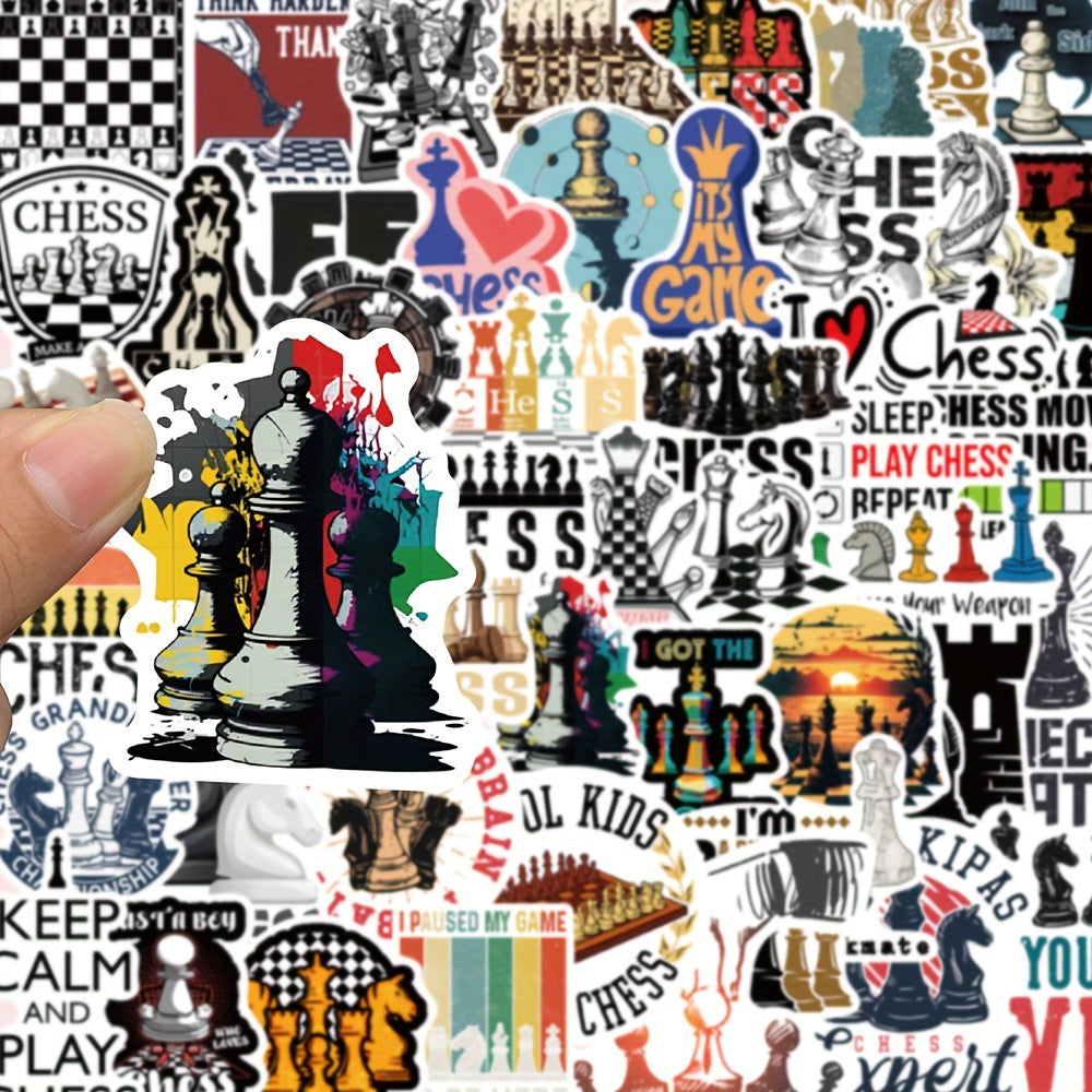50pcs Cartoon Chessboard Stickers Creative Graffiti for Phone Cases & Suitcases