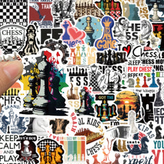 50pcs Cartoon Chessboard Stickers Creative Graffiti for Phone Cases & Suitcases