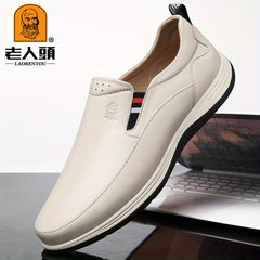 LAORENTOU Men Leather Loafer Shoes Lightweight Slip On Formal Business Shoes