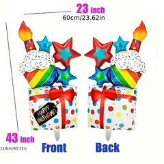 Colorful Birthday Cake Foil Balloons with Candle Shape
