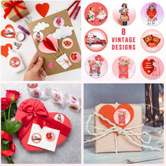 500 Heart Stickers Roll - Handicrafts Envelope Decorations