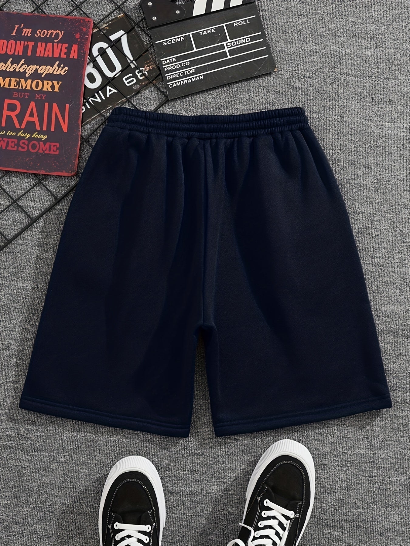 Men's Pleated Drawstring Shorts Solid Casual Stretch Waist for Summer