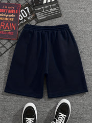 Men's Pleated Drawstring Shorts Solid Casual Stretch Waist for Summer