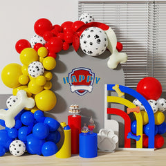 110pcs Paw Balloons Garland Kit - Red Yellow Dog Paw Latex Balloon