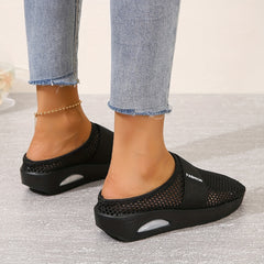 Solid Mesh Sports Slippers Air Cushion Backless Sandals Women Footwear