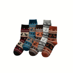 Cartoon Elk Print Christmas Socks Women's Stockings