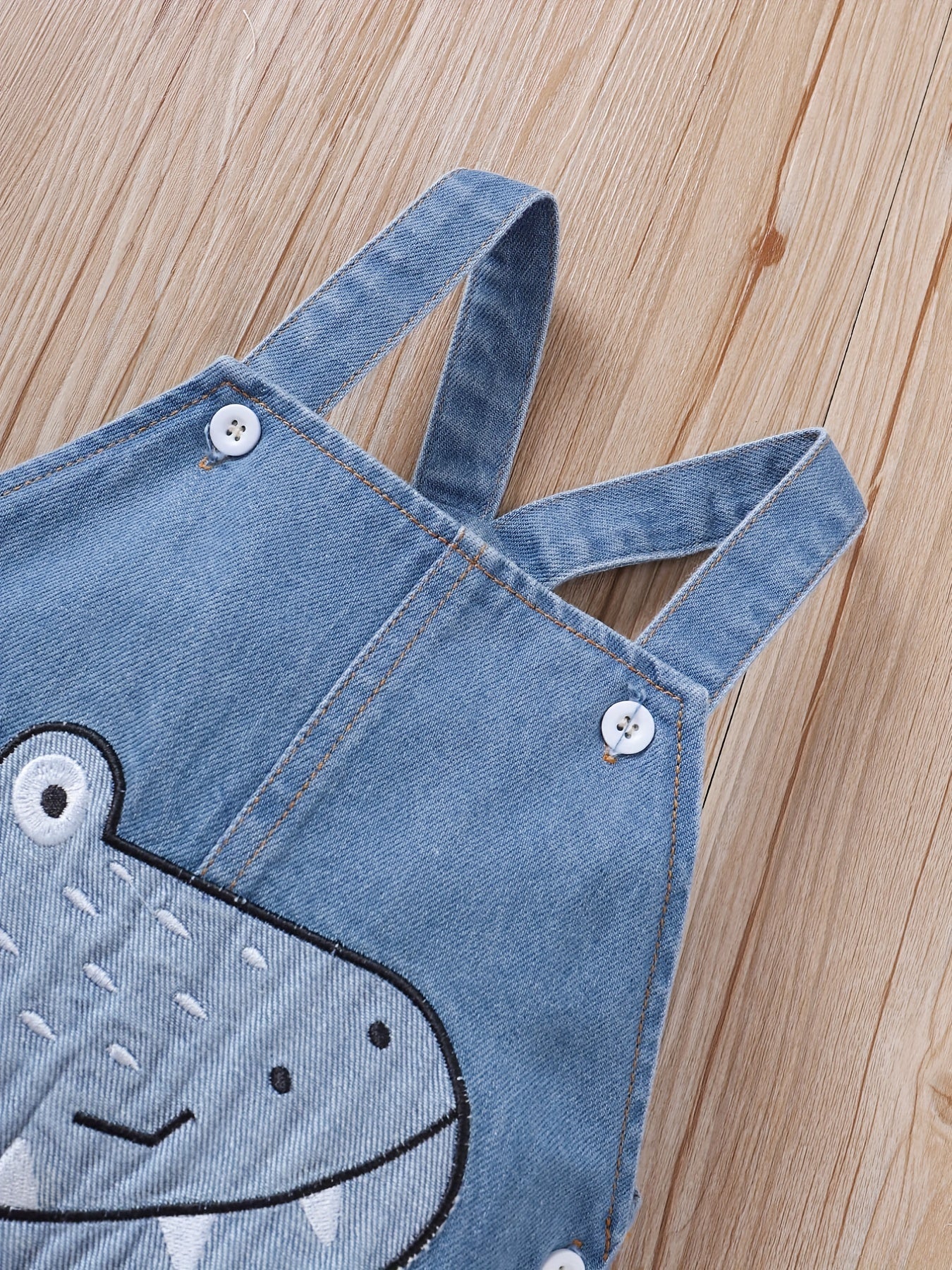 Boys Dino Graphic Denim Overalls Baby Bib Pants