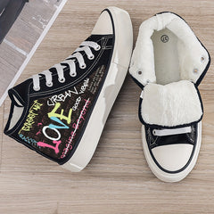 Warm Plush Lined Chunky Canvas Sneakers