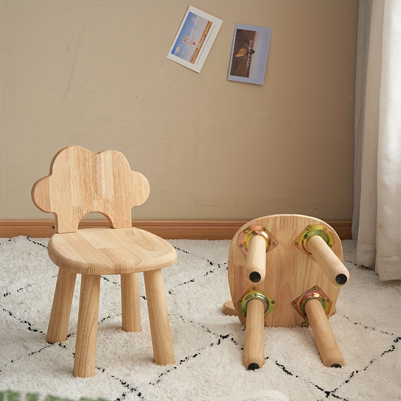 Cloud Shape Rubber Wood Stool Wooden Chair Shoe Changing Stool