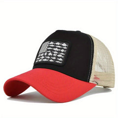 Fish Flag Patch Baseball Cap Unisex Mesh Trucker Hat