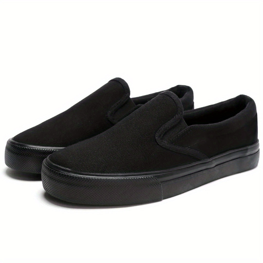 Women's Canvas Slip on Casual Shoes Low Top Round Toe Flat Walking Sneakers