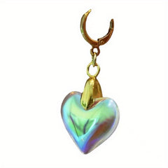 Colorful Heart Pendant Earrings Punk Style Ear Jewelry For Girls