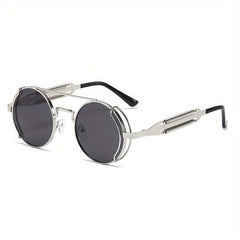Retro Round Frame Steampunk Sunglasses UV Protection