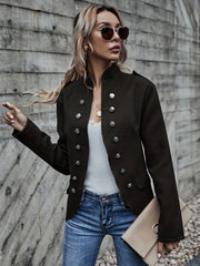 Button Decor Jacket Casual Open Front Outerwear