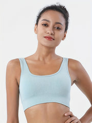 Ribbed Seamless Sports Bra with Padding - Gym Yoga Fitness