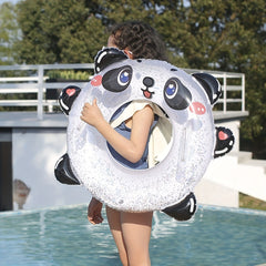 Panda Swimming Ring Float for Kids with Sequin Handle