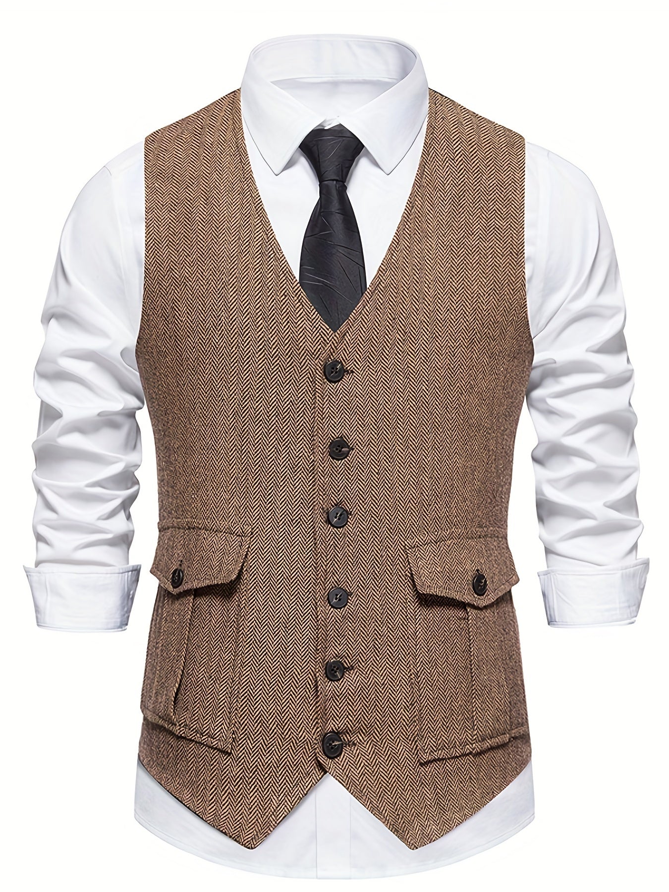 Classic Herringbone Suit Vest Men Wedding Party