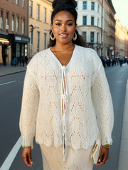 Casual Cardigan Women's Plus Long Sleeve Knit Cardigan