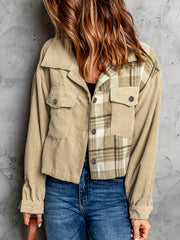 Plaid Print Vintage Jacket Button Front Long Sleeve Outerwear