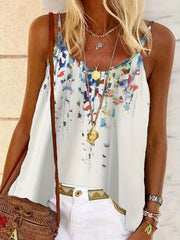 Floral Print Spaghetti Cami Top Summer Sleeveless Scoop Neck