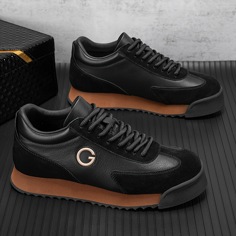 Men's Vintage Colour Block Sneakers Non Slip Lace Up Casual Shoes