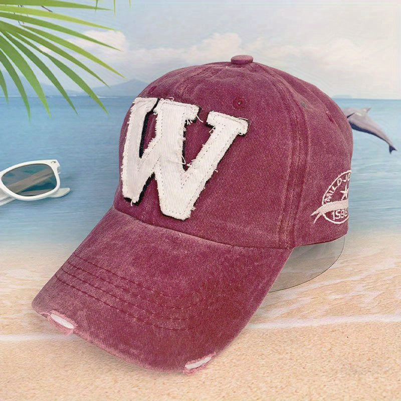 Letter Embroidered Print Adjustable Baseball Cap Outdoor Sport