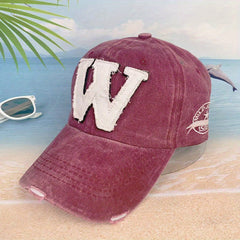 Letter Embroidered Print Adjustable Baseball Cap Outdoor Sport