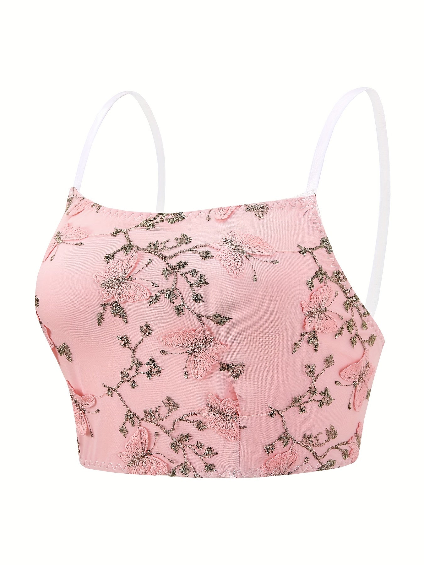 Retro Bralette Women's Plus Floral Embroidered Longline Bralette